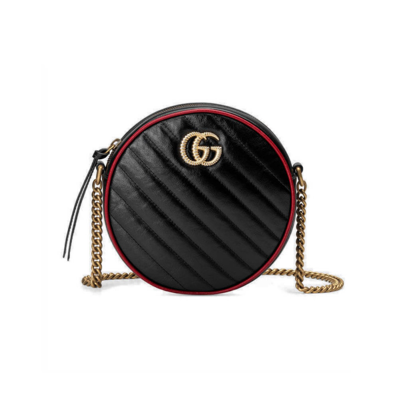 Replica Gucci Gg Marmont Mini Round Shoulder Bag 550154 Black