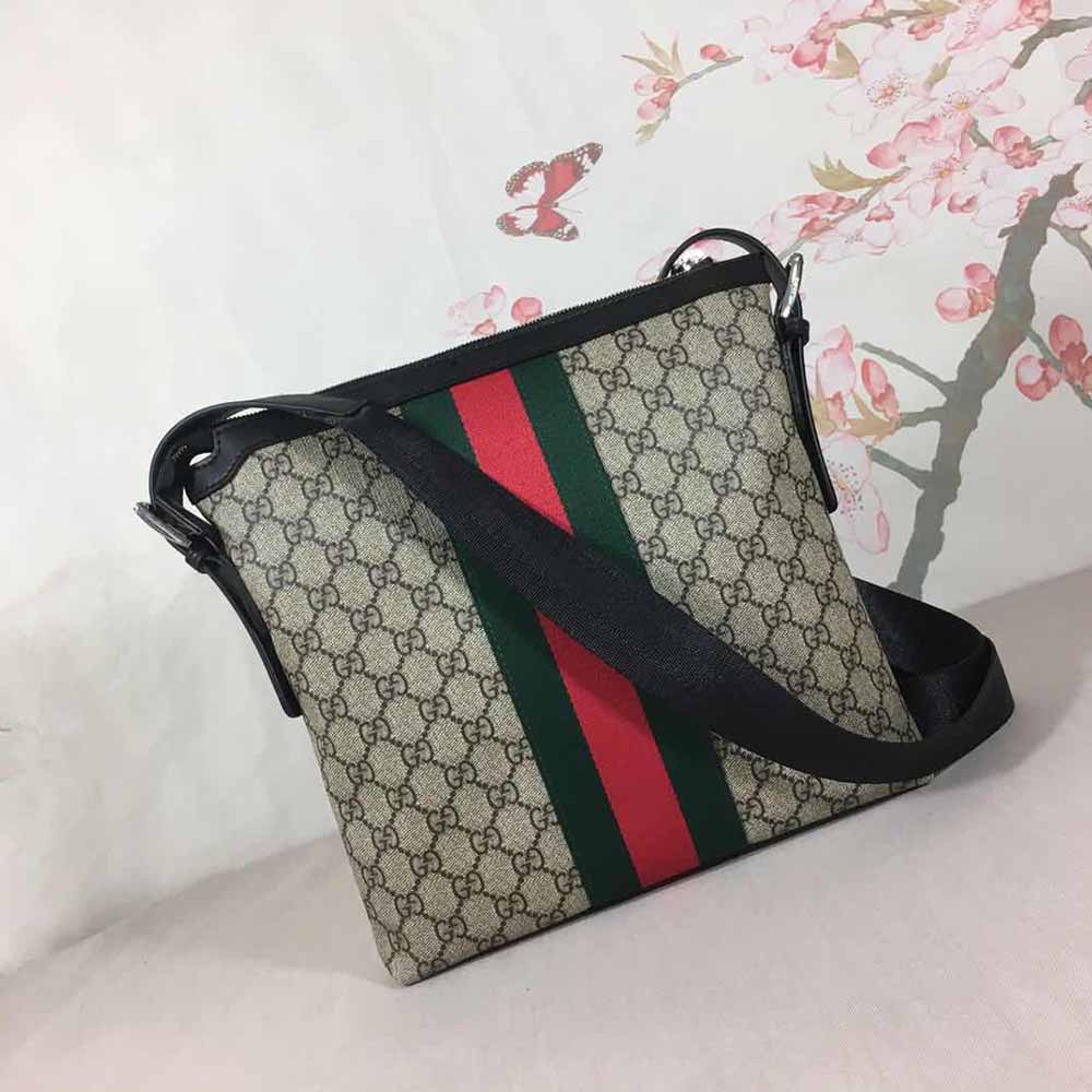 Replica Gucci Shoulder Crossbody Bag Black/Grey 387111