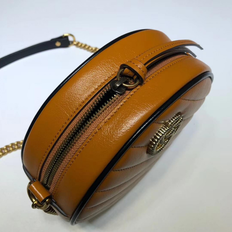Replica Gucci Gg Marmont Mini Round Shoulder Bag 550154 Cognac