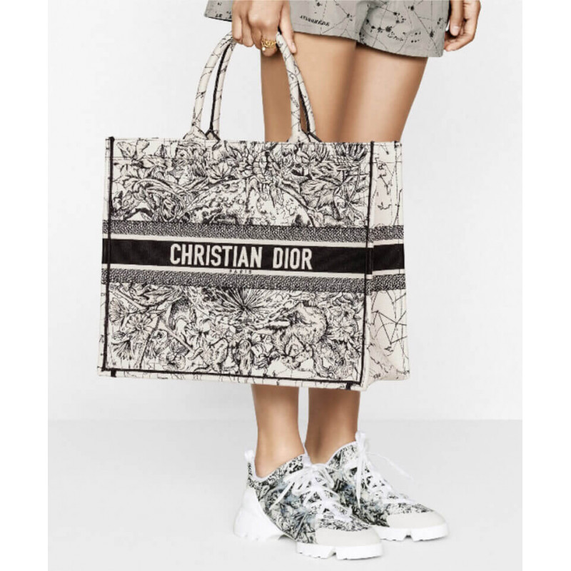 Replica Dior Small Book Tote In Latte Multicolor Zodiac Embroidery M1296