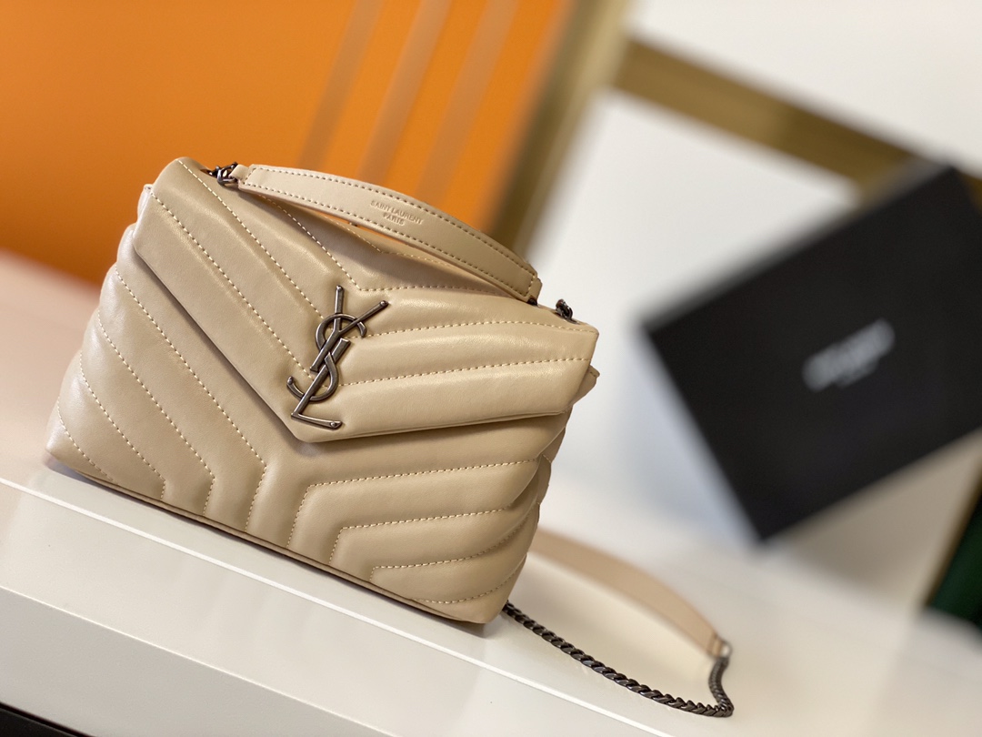 Replica Ysl Loulou Small Bag In Matelasse  Y  Leather- Black/Beige/Red