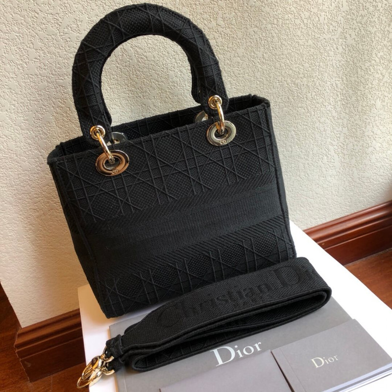 Replica Christian Dior Textile Fabric Medium Lady Dior Bag L4455