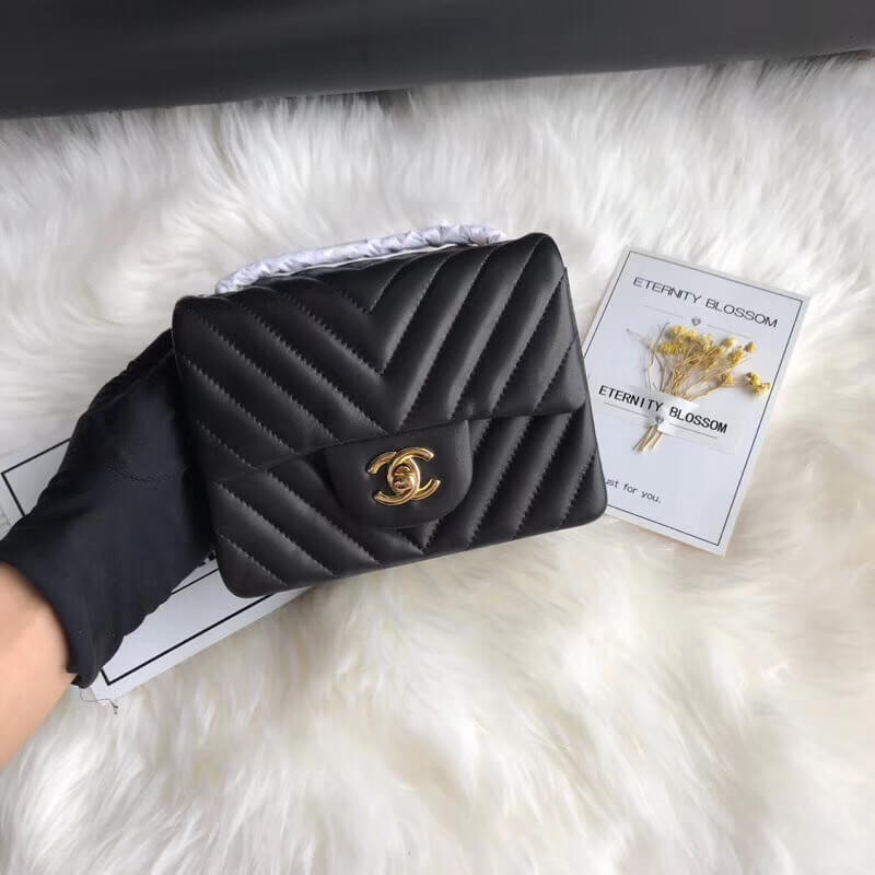 Replica Chanel Chevron Lambskin 17Cm Classic Flap Bag 1115