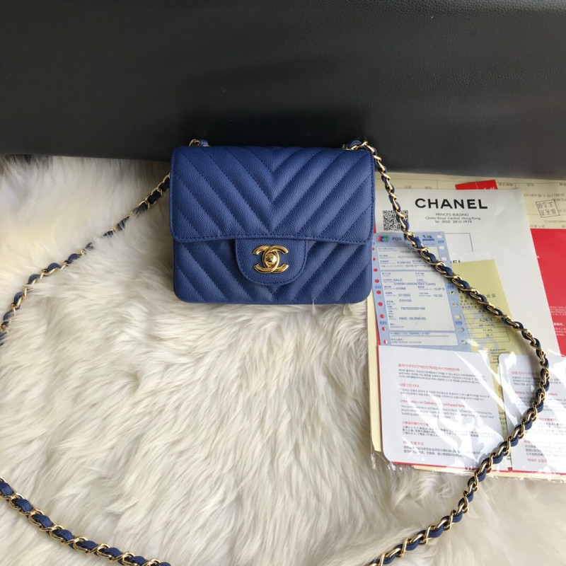 Replica Chanel Chevron Caviar Leathe 17Cm Classic Flap Bag 1115