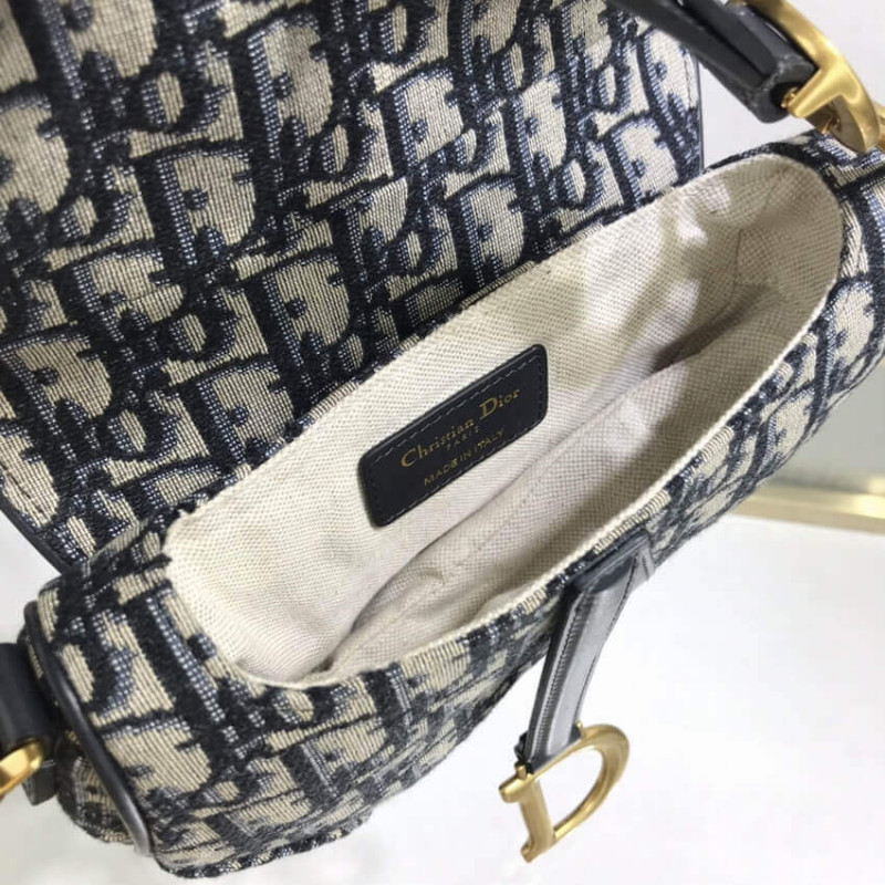 Replica Dior Mini Saddle Bag Blue Oblique Jacquard M0447