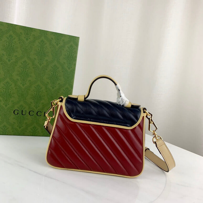 Replica Gucci Gg Marmont Mini Bag 583571 Blue And Red Leather