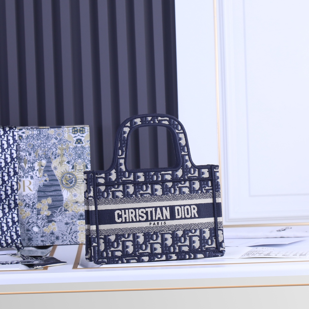 Replica Dior Oblique Embroidery Mini Book Tote