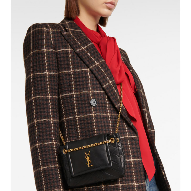 Replica Saint Laurent Nolita Mini Leather Shoulder Bag 672738 Black