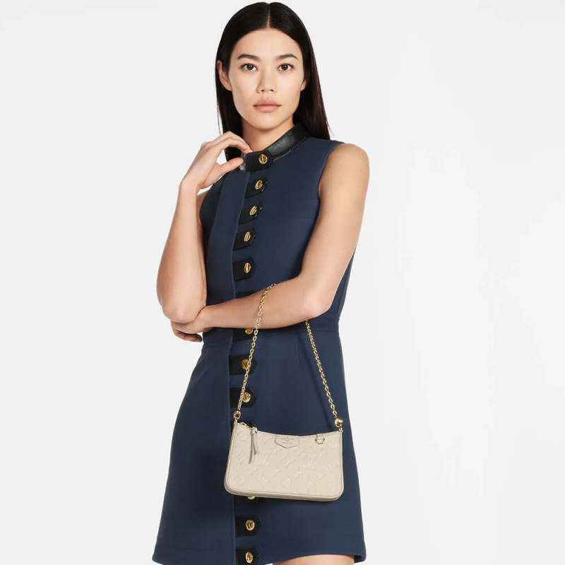 Replica Louis Vuitton Monogram Empreinte Easy Pouch On Strap M81066 Creme Aaa