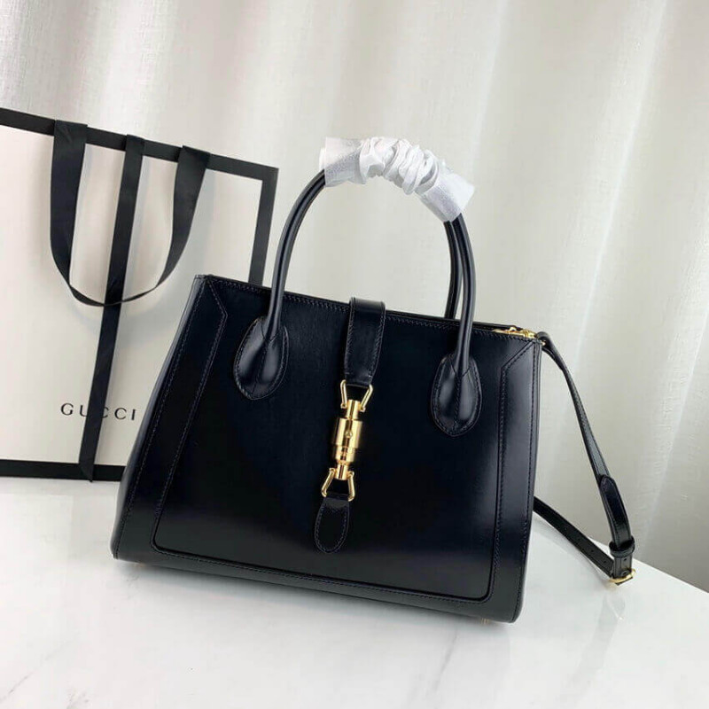 Replica Gucci Jackie 1961 Medium Tote Bag In Black Leather 649016
