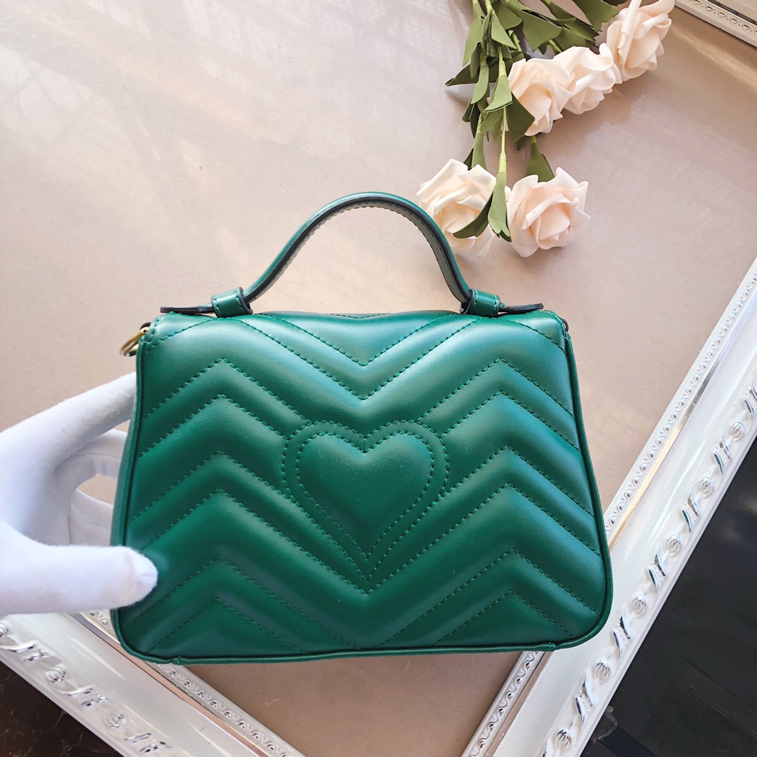 Replica Gucci Marmont Top Handle Bag Black/Brown/Green