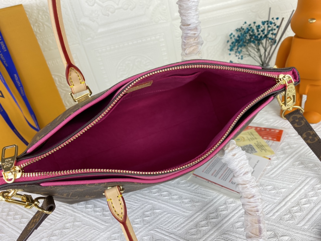 Replica Louis Vuitton Pallas Mm Monogram Black/Red/Pink