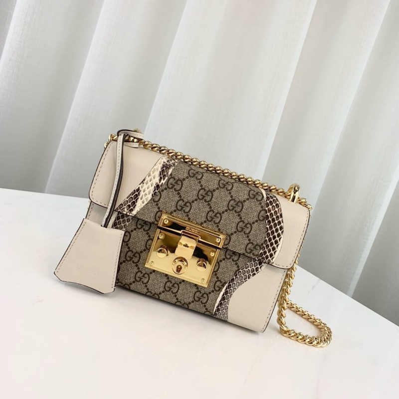 Replica Gucci Padlock Snakeskin Small Shoulder Bag 432182 White