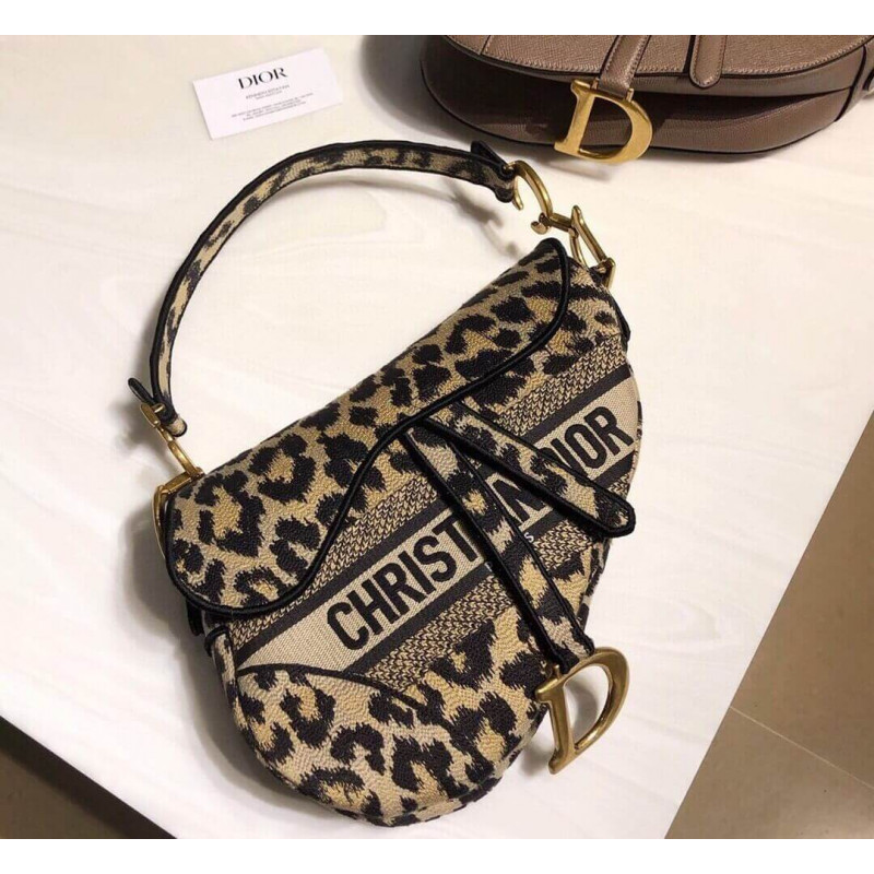 Replica Christian Dior Borsa Saddle Ricamo Mizza Beige Multicolore M0446