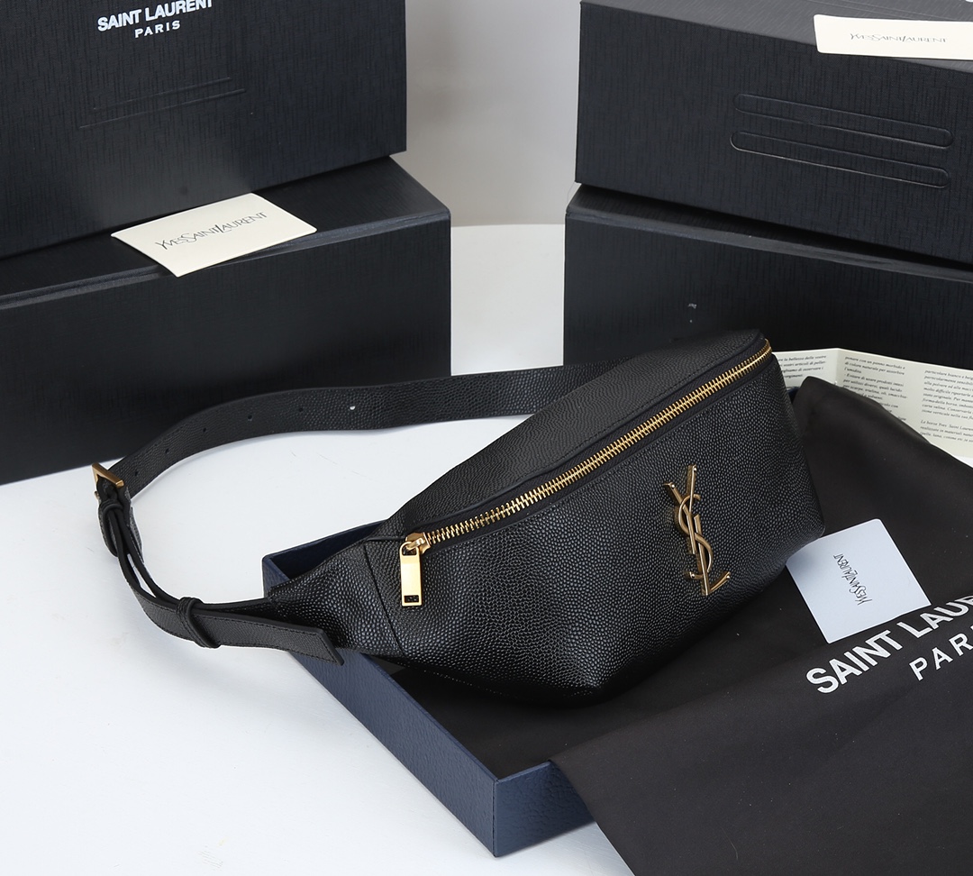 Replica Ysl Classic Monogram Belt Bag In Grain De Poudre Embossed Leather