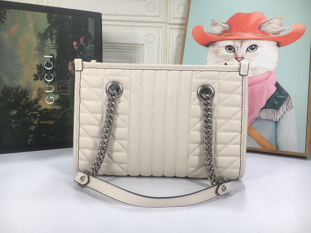 Replica Gucci Marmont Small Tote Bag- Brown/Gray/White