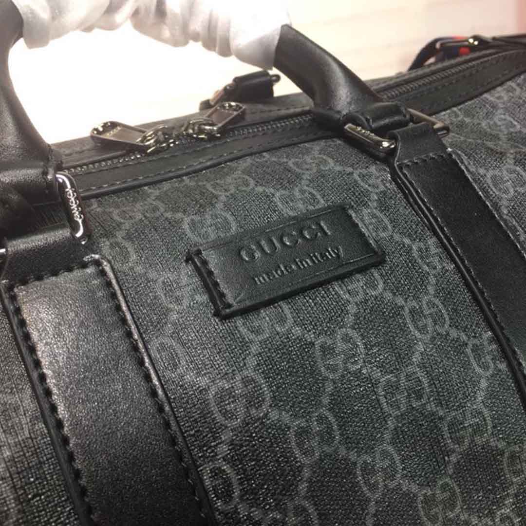 Replica Gucci Double G Black Carry-On Duffle 474131 Black/Grey