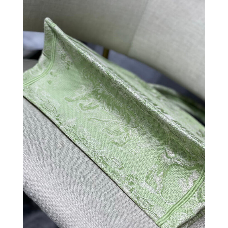 Replica Dior Small Book Tote Lime Toile De Jouy Reverse Embroidery M1296