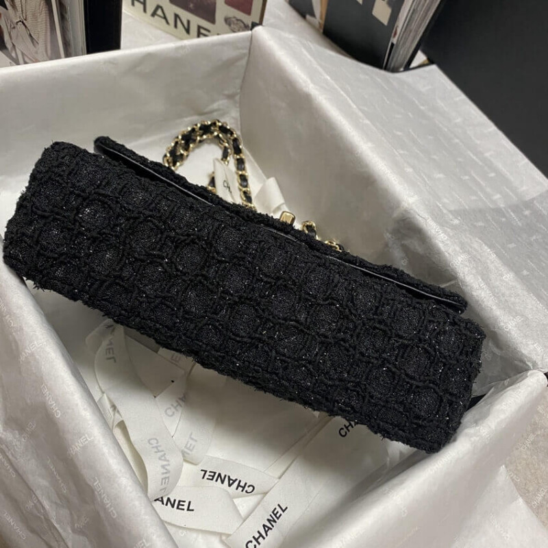 Replica Chanel Classic Flap Bag In Black Tweed 1112