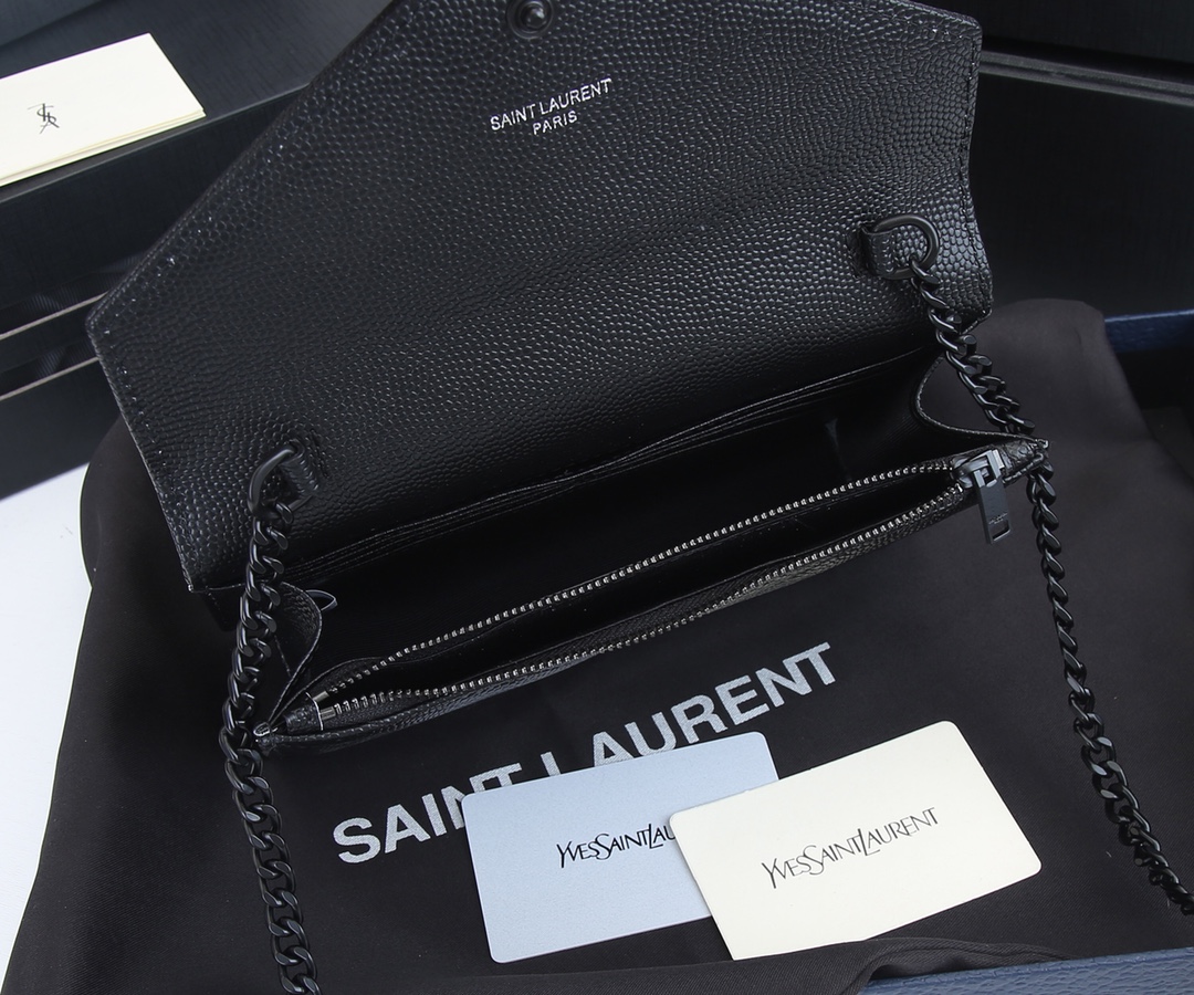 Replica Ysl Envelope Chain Wallet In Grain De Poudre Embossed Leather 1888