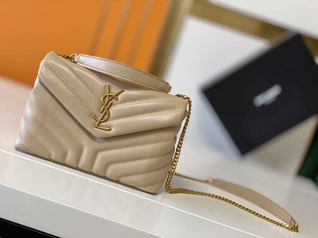 Replica Ysl Loulou Small Bag In Matelasse  Y  Leather- Black/Beige/Red