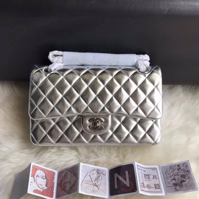 Replica Chanel 1112 Silver Medium Size 2.55 Lambskin Leather Flap Bag