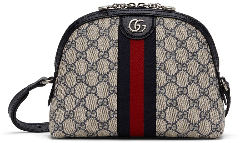 Replica Gucci Ophidia Gg Small Shoulder Bag Beige And Blue Gg Supreme Canvas 499621