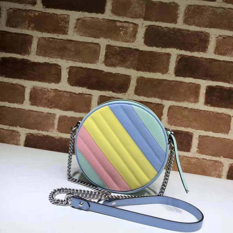 Replica Gucci Gg Marmont Mini Round Shoulder Bag In Pastel And Rainbow 550154