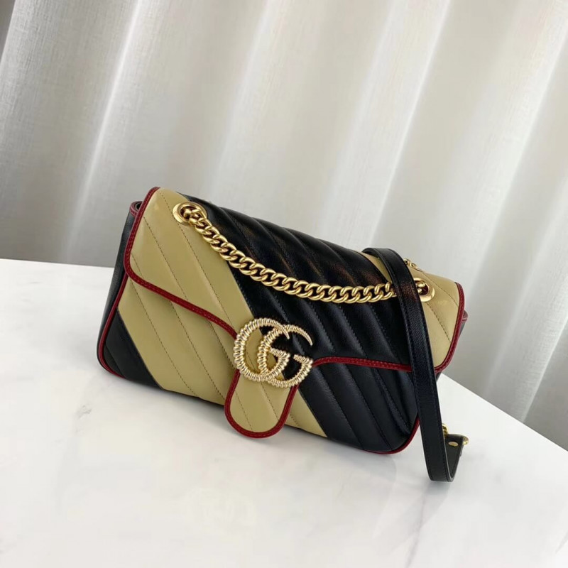 Replica Gucci Gg Marmont Small Shoulder Bag 443497 Beige/Black