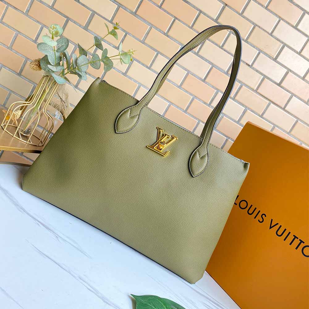 Replica Louis Vuitton Lockme Shopper M57346 Beige/Black/Green