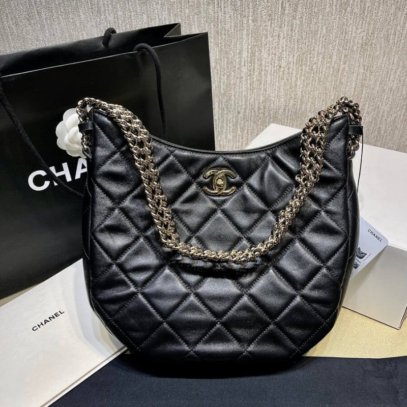 Replica Chanel Hobo Bag In Lambskin As3153 Black
