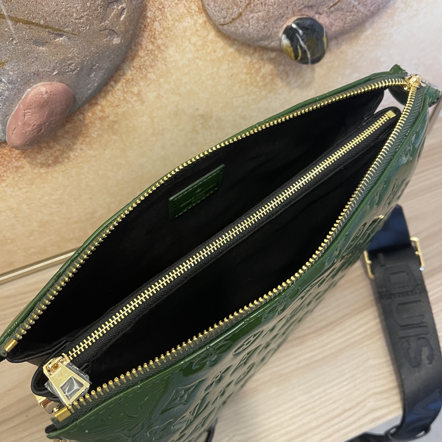 Replica Louis Vuitton Coussin Pm Patent Leather- Black/Green