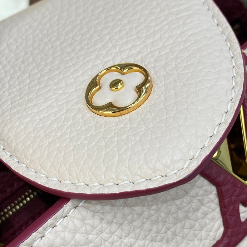 Replica Louis Vuitton Capucines Bb M59061 Eggshell/Lie De Vin Red
