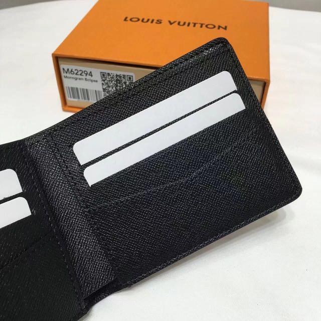 Replica Louis Vuitton Monogram Eclipse Canvas Slender Wallet Black M62294