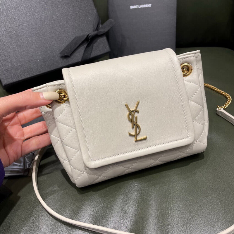 Replica Saint Laurent Nolita Mini Leather Shoulder Bag 672738 White