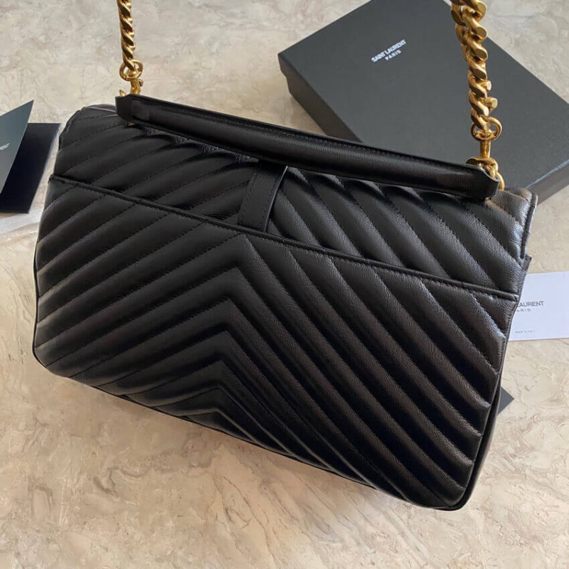 Replica Ysl Saint Laurent Sheepskin Matelasse Chevron Monogram Large College Satchel 392738 Black