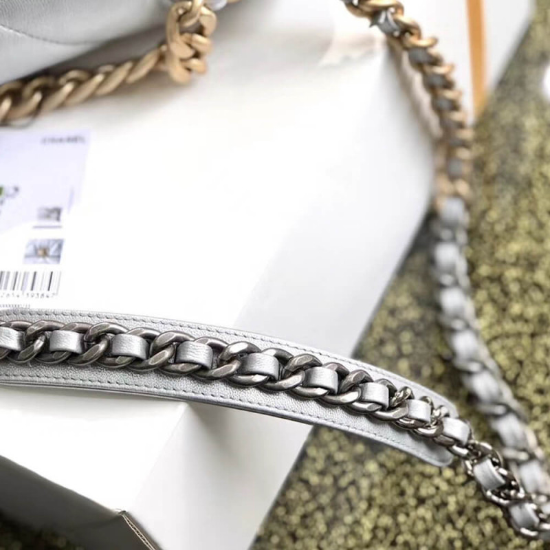 Replica Chanel 19 Flap Bag As1160 Silver