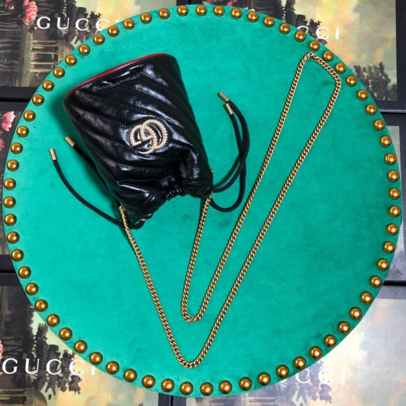 Replica Gucci Gg Marmont Mini Bucket Bag 575163 Black
