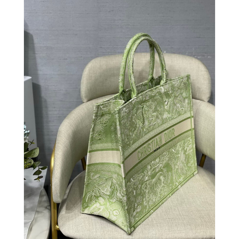 Replica Dior Book Tote Lime Toile De Jouy Reverse Embroidery M1286