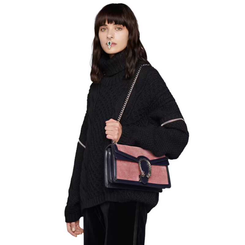 Replica Gucci Dionysus Small Shoulder Bag 400249 Pink Corduroy