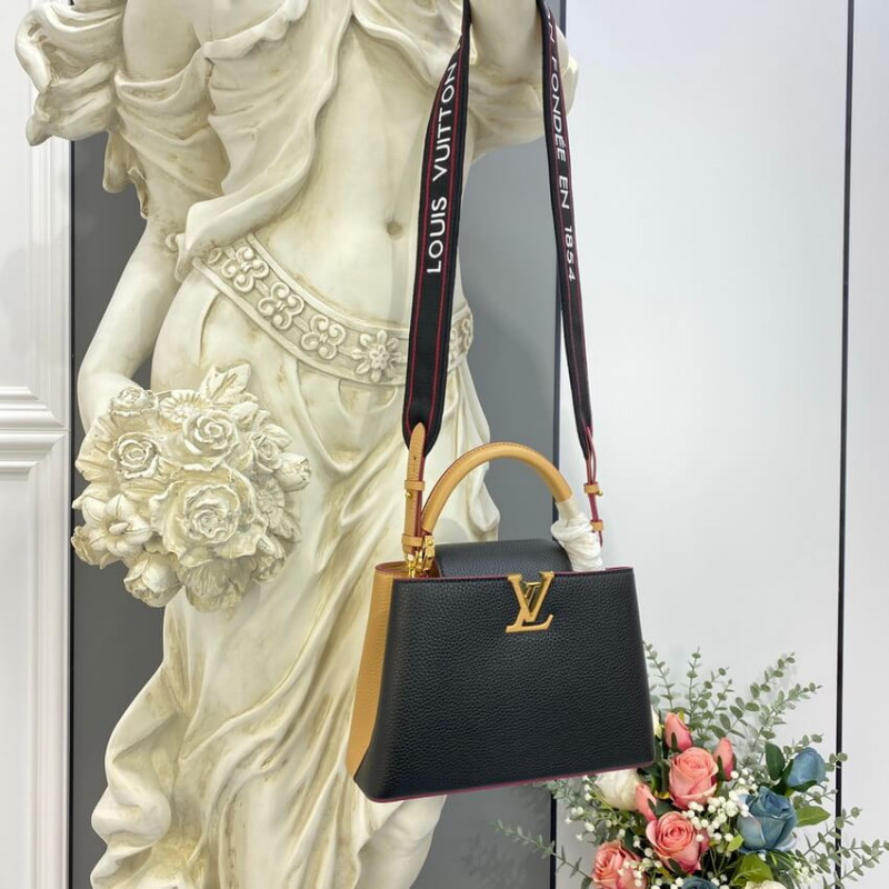 Replica Louis Vuitton Capucines Bb M59061 Black/Arizona Beige