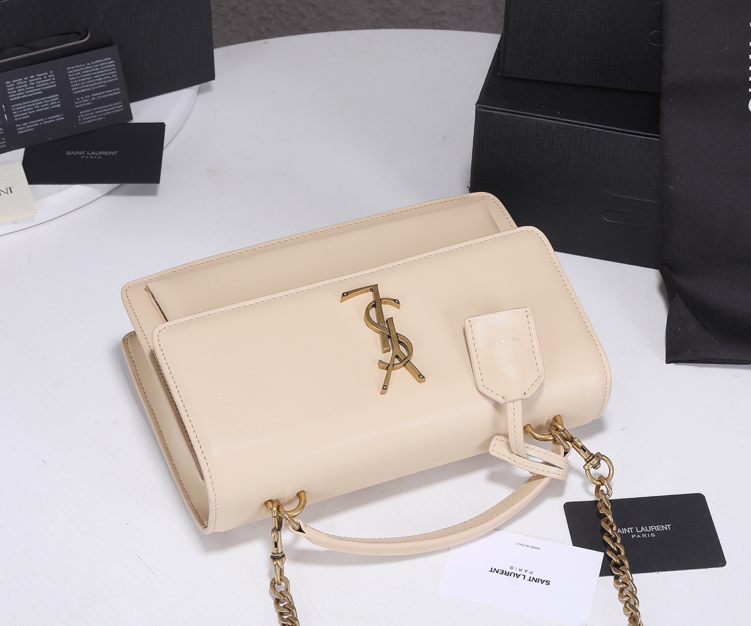 Replica Ysl Sunset Medium Top Handle Bag- Black/Beige