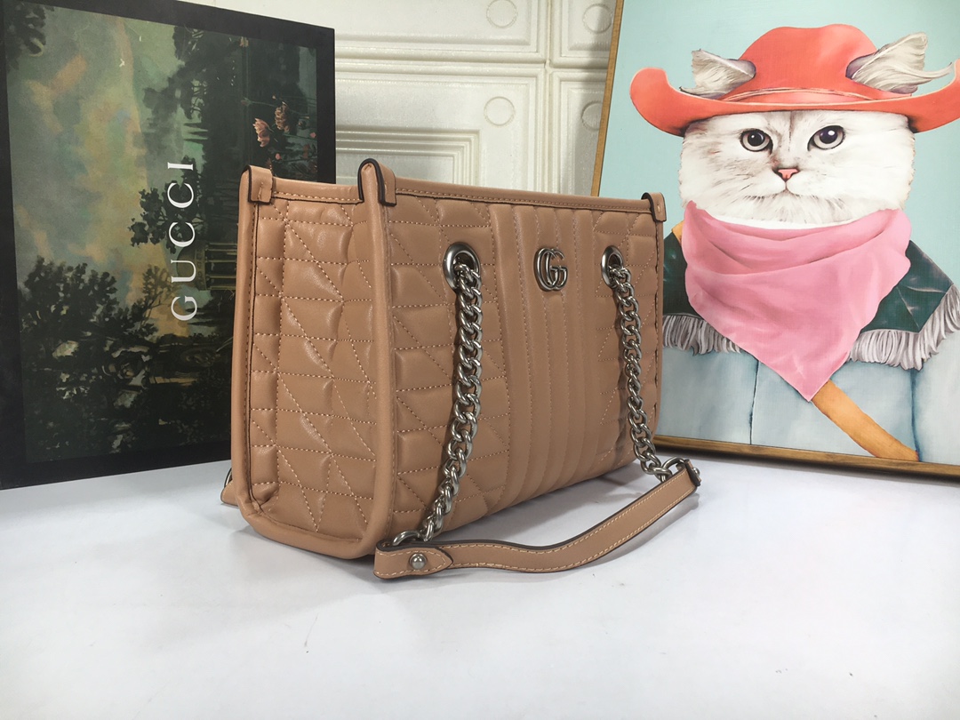Replica Gucci Marmont Small Tote Bag- Brown/Gray/White