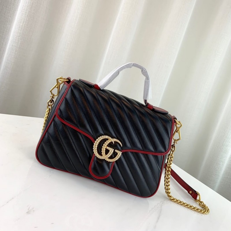 Replica Gucci Gg Marmont Small Top Handle Bag 498110 Black
