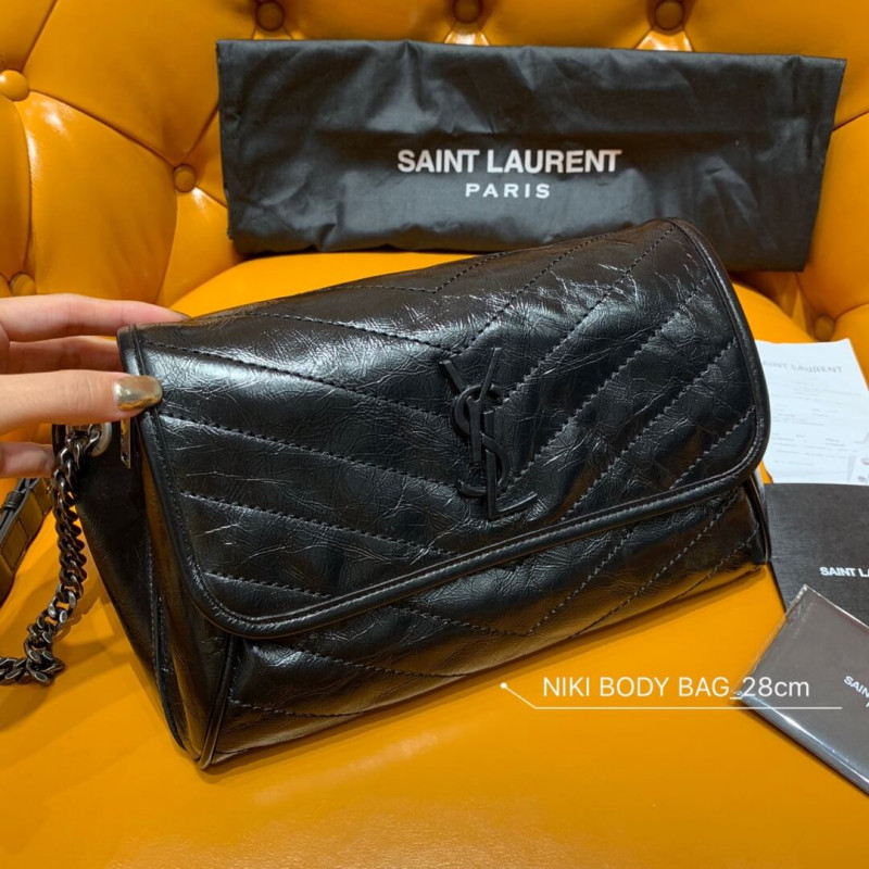 Replica Saint Laurent Niki Body Bag In Crinkled Vintage Leather 577124