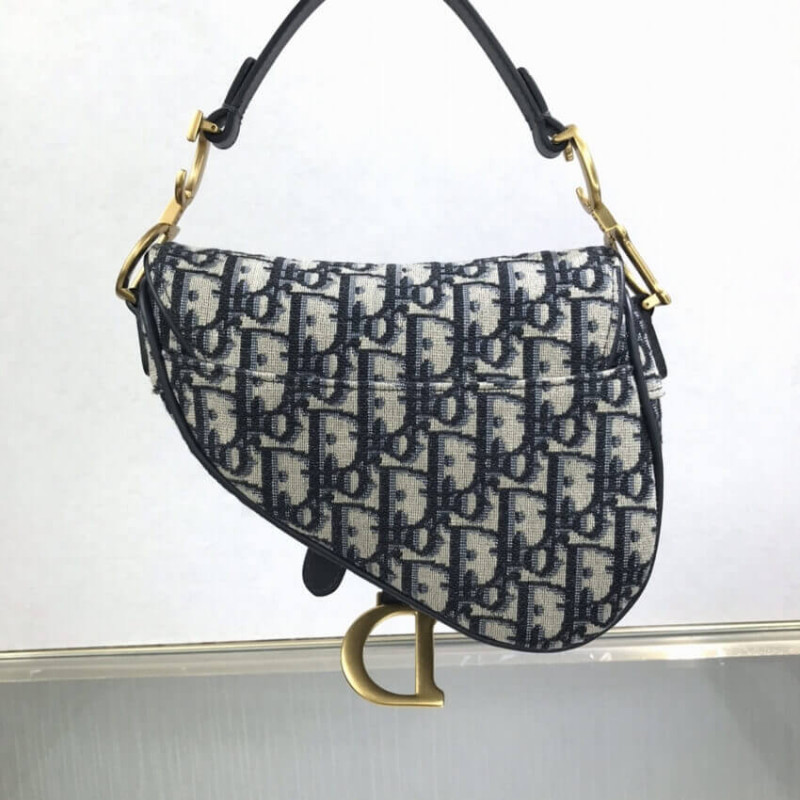 Replica Dior Mini Saddle Bag Blue Oblique Jacquard M0447