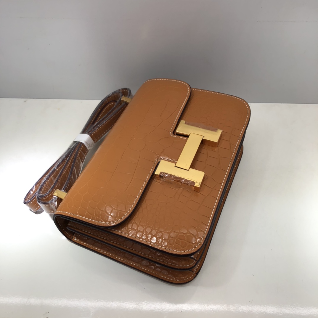 Replica Hermes Constance Crocodile Leather Pattern Cross Body Bag