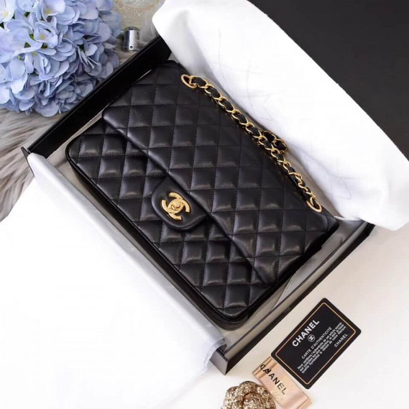 Replica Chanel 1112 Black Medium Size 2.55 Lambskin Leather Flap Bag