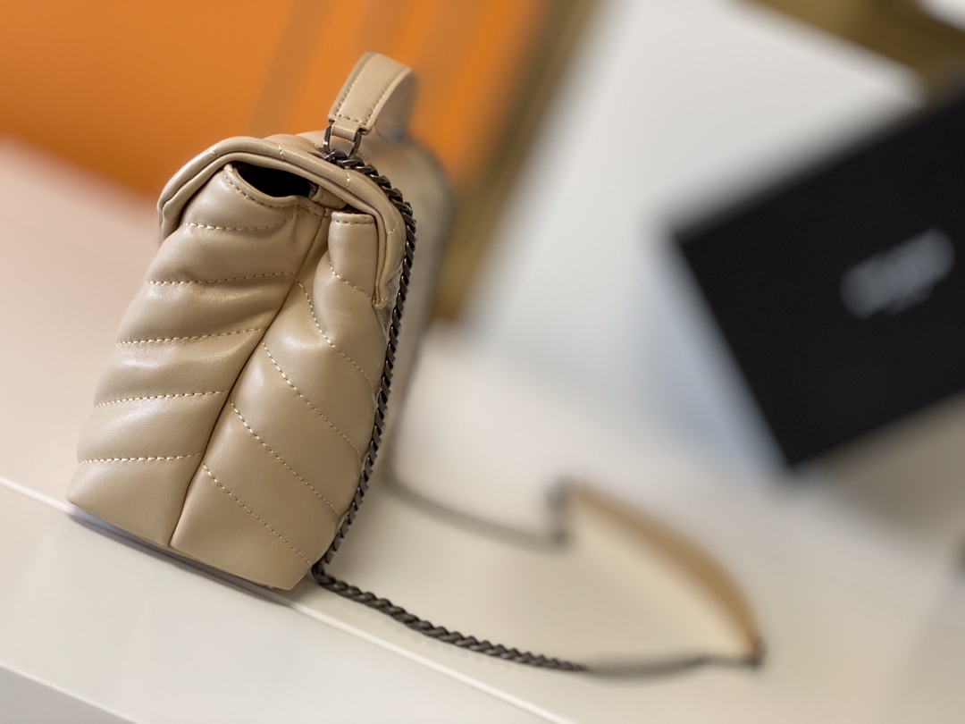 Replica Ysl Loulou Small Bag In Matelasse  Y  Leather- Black/Beige/Red