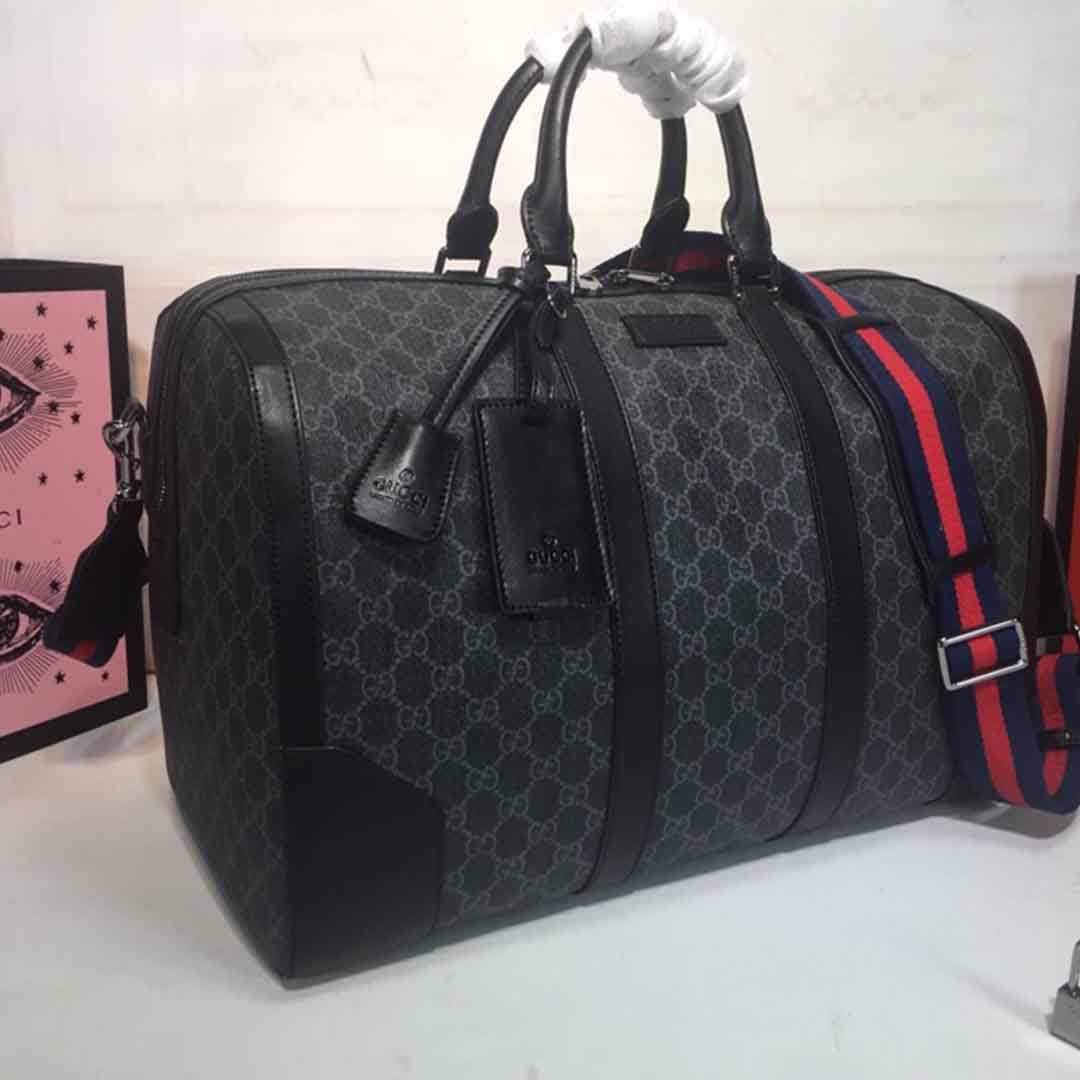Replica Gucci Double G Black Carry-On Duffle 474131 Black/Grey